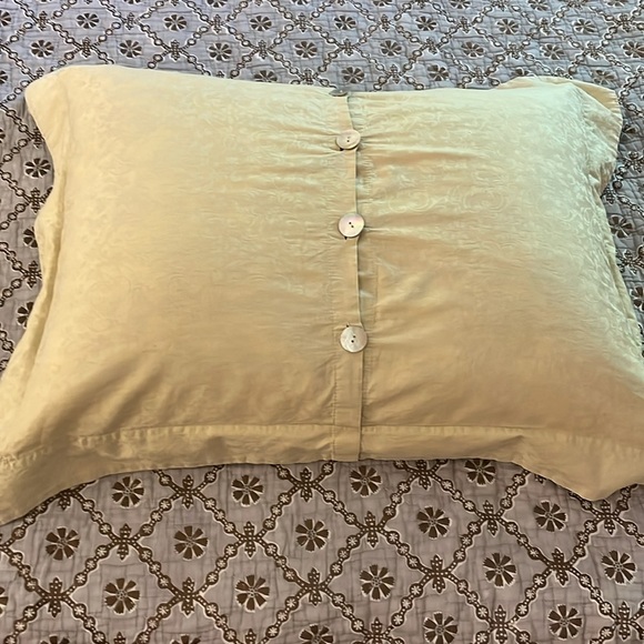 Bella Notte Pale Yellow Velvet Trim Pillow Shams - Picture 3 of 13